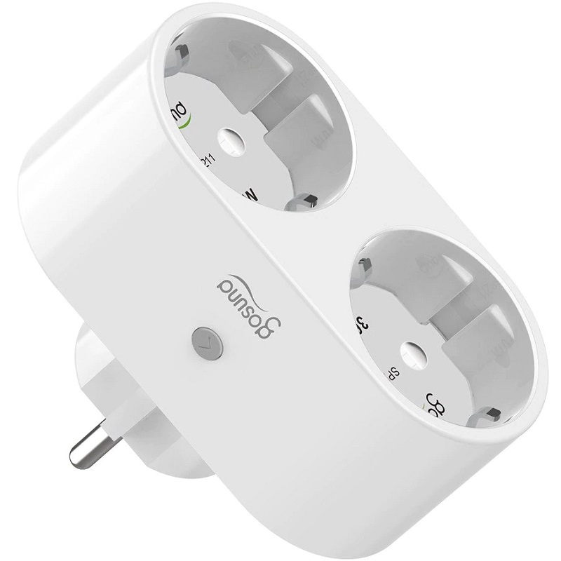 Priza inteligenta dubla Gosund SP211 cu monitorizare consum, compatibila Alexa si Google Assistant, Android/iOS Wireless, 16A, protectie copii - imagine 1